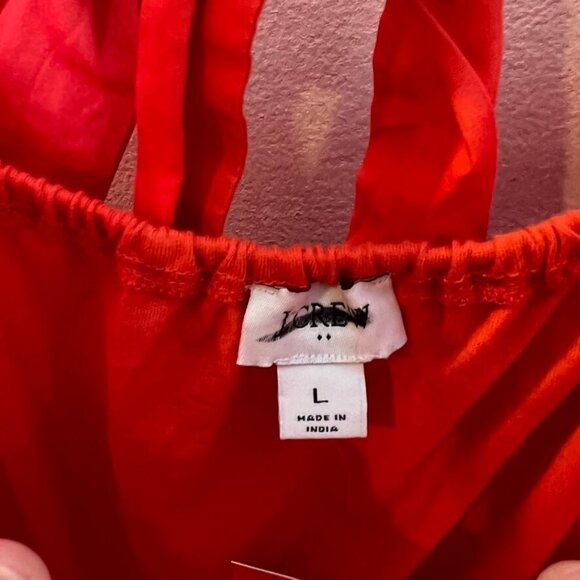 J.Crew $70 Eyelet Tie-Back Top Bohemian Red Size L BR710 - Picture 3 of 5